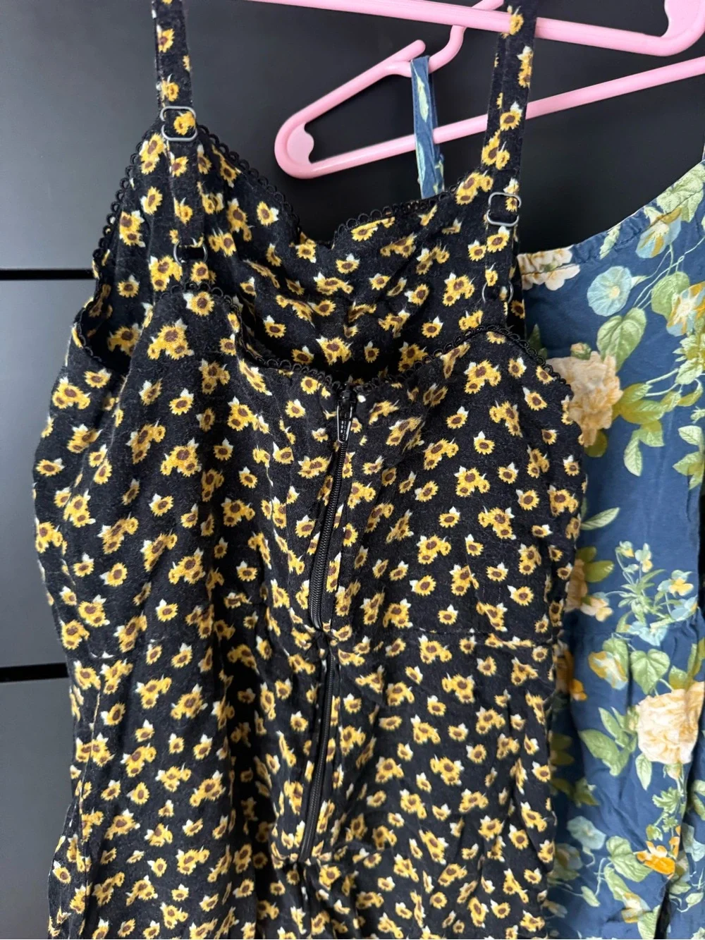 art class Girls Floral Tank Dresses in Black & Blue